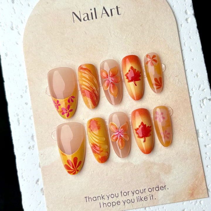 Künstlerisches Floral Press-On Nail Set 1790746297