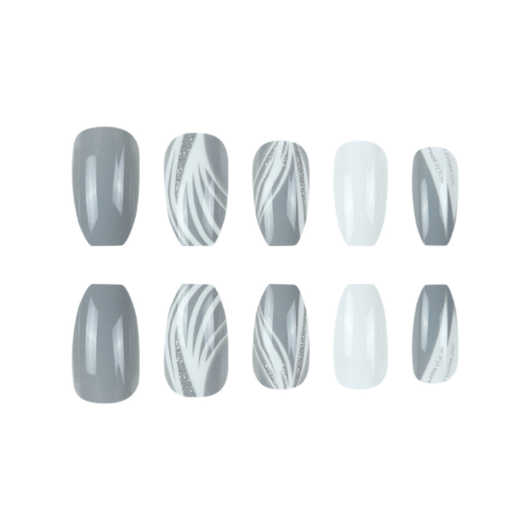 Glänzendes Stiletto Press-On Nagelset mit glitzerndem Design Karnz