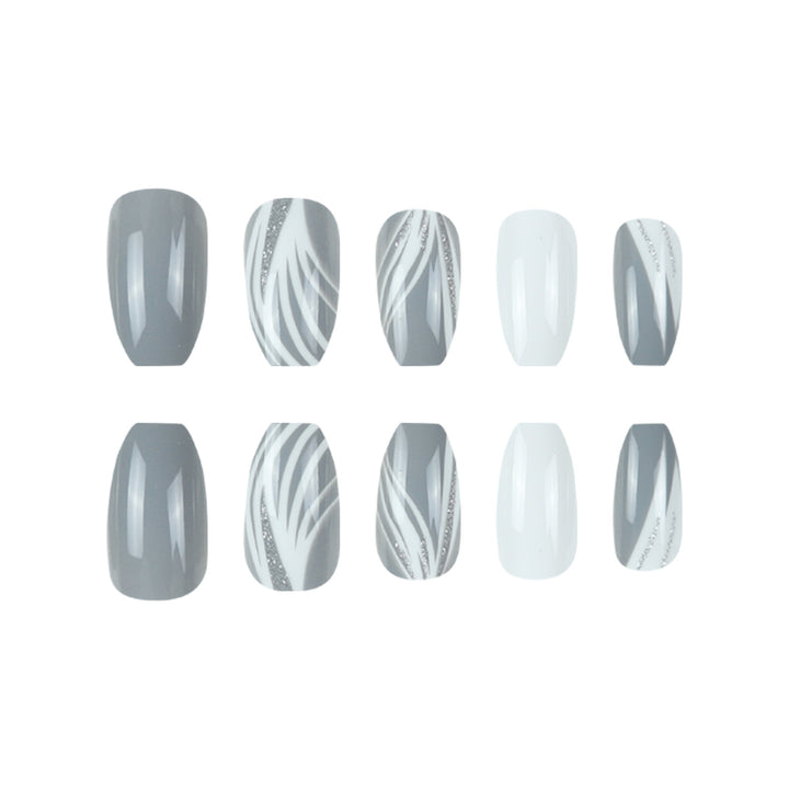Glänzendes Stiletto Press-On Nagelset mit glitzerndem Design Karnz