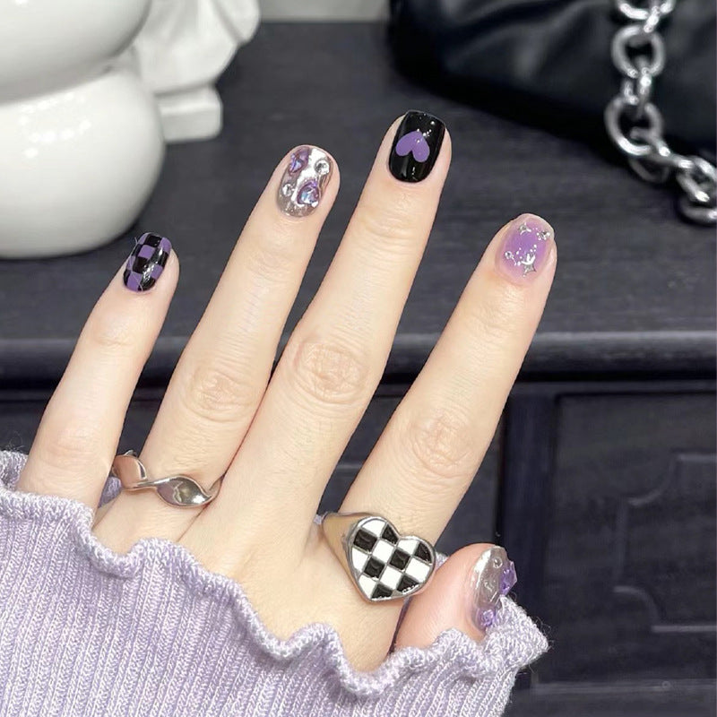 Künstlerisches Press-On Nail Set mit Herz- und Stern-Designs Karnz 1789389240