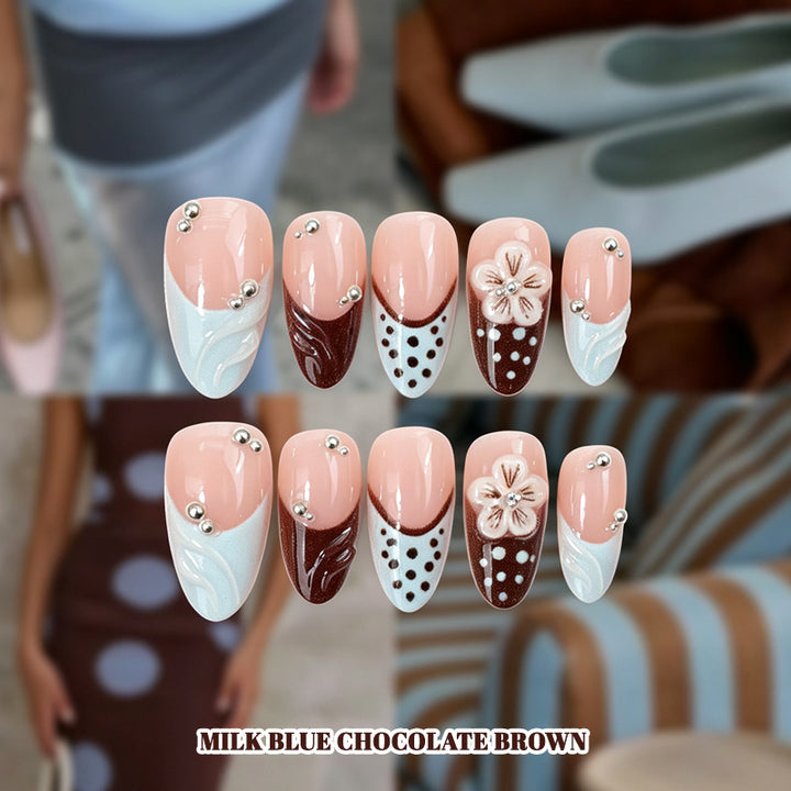Künstlerisches Acryl Press-On Nageldesign Karnz