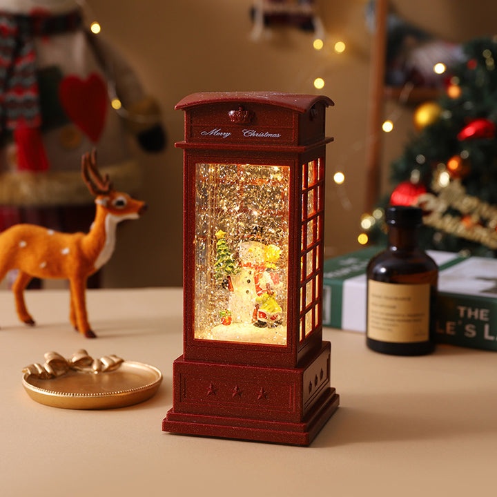 Beleuchtete Weihnachtslaterne mit Schnee- und Weihnachtsmotiv Karnz