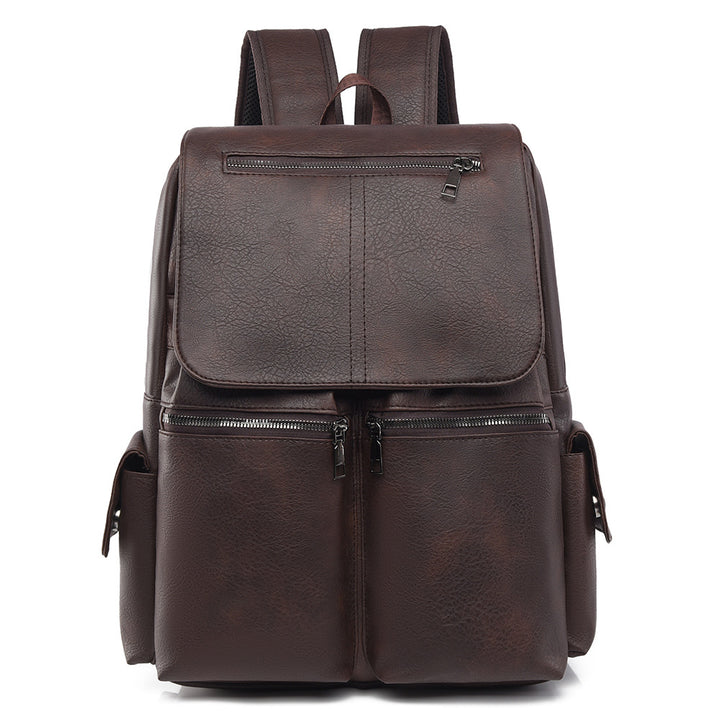 Stylische Mehrfach-Taschen Leder Rucksack Karnz