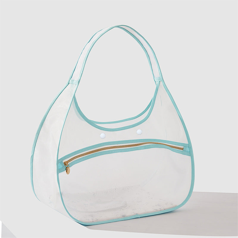 Damen transparente Strandtasche mit robusten Henkel und praktischem Innenfach Karnz