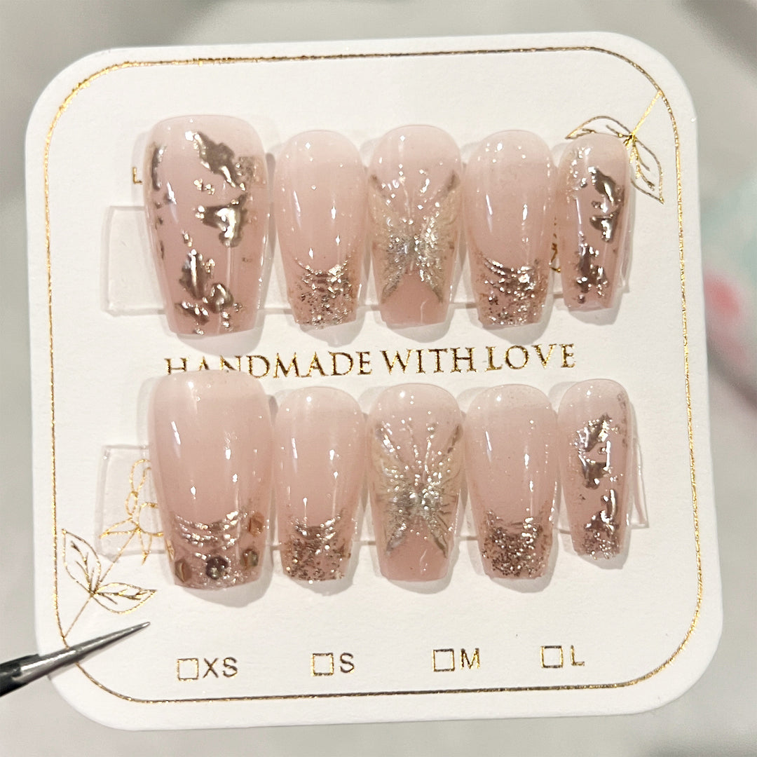 Künstliche Nagel-Nailart-Set mit Glitzer- und Blumenverzierungen Karnz