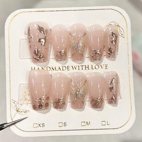 Künstliche Nagel-Nailart-Set mit Glitzer- und Blumenverzierungen Karnz