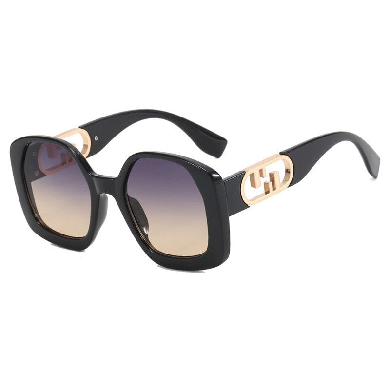 Damen oversized Sonnenbrille mit extravagantem geometrischen Rahmen und eleganten Akzenten Karnz