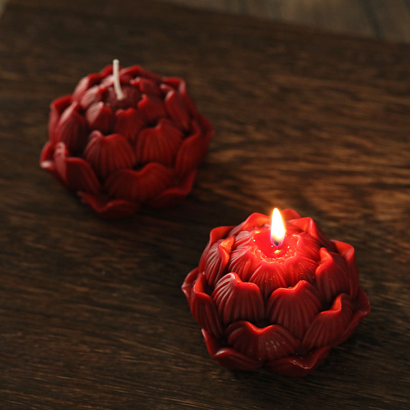 Handgefertigte skulpturale Petal Lotus Tischkerze