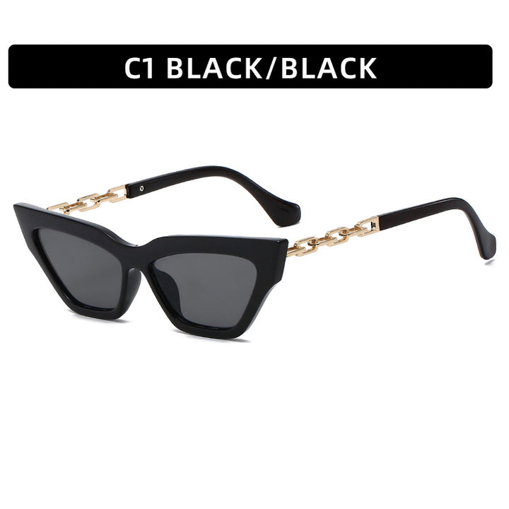 Chic Katzenaugensonnenbrille mit Kettenakzenten