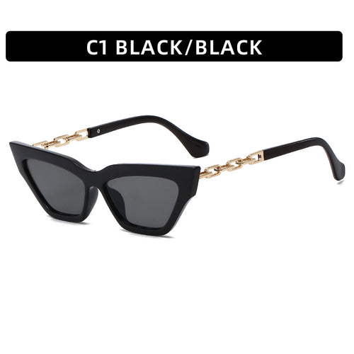 Chic Katzenaugensonnenbrille mit Kettenakzenten