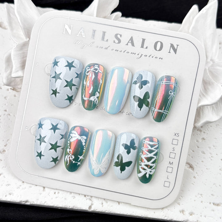Anpassbares Schmetterlings-Themen Press-On Nagelset