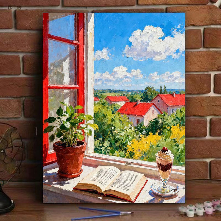 Scenic Window View Leinwand Druck Karnz