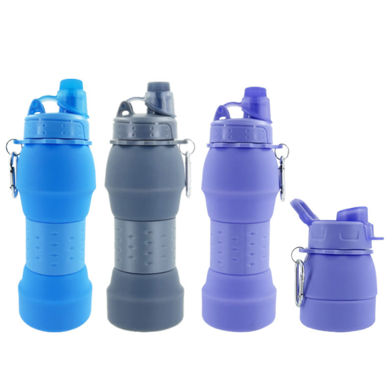 Damen faltbare Silikon-Trinkflasche mit praktischem Clip Karnz