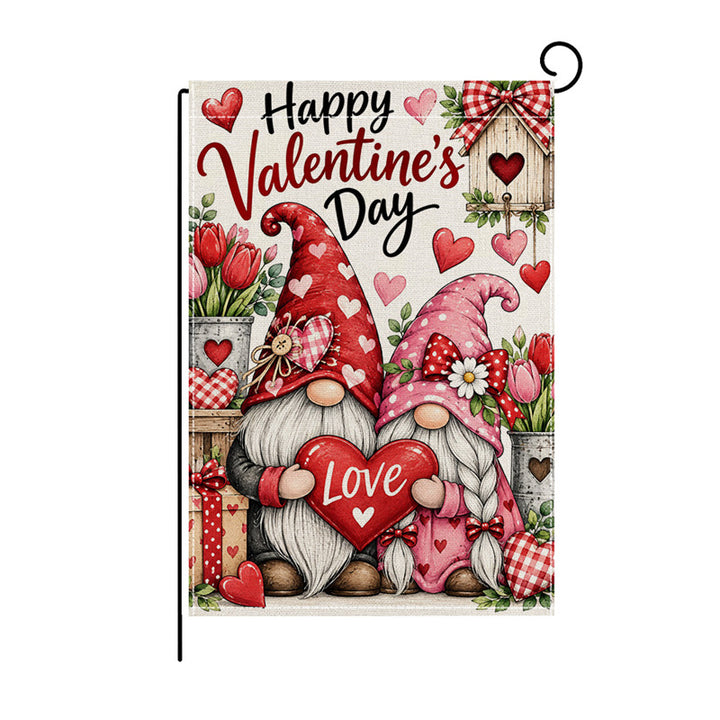 Valentinstag Blumendes Herz Gartenbanner Flagge mit Mastschlauch und wetterbeständigem Polyester