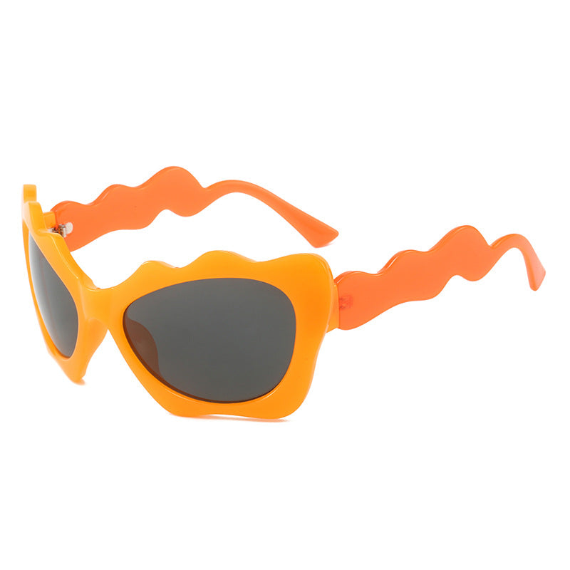 Damen extravagante Sonnenbrille mit wellenförmigem Rahmendesign Karnz