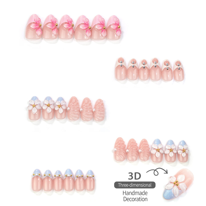 Blumenmuster Press-On Nagelkunst Set