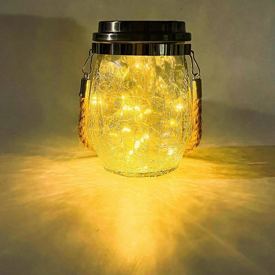 Zeitgenössische kreative Crackle-Glasflasche Stern-Dekor LED Solar-Lichterkette für den Außenbereich Patio | Karnz