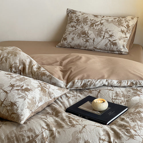 Luxuriöses Baumwoll-Bettwäsche-Set mit abstraktem Floralem Druck und Wendefunktion