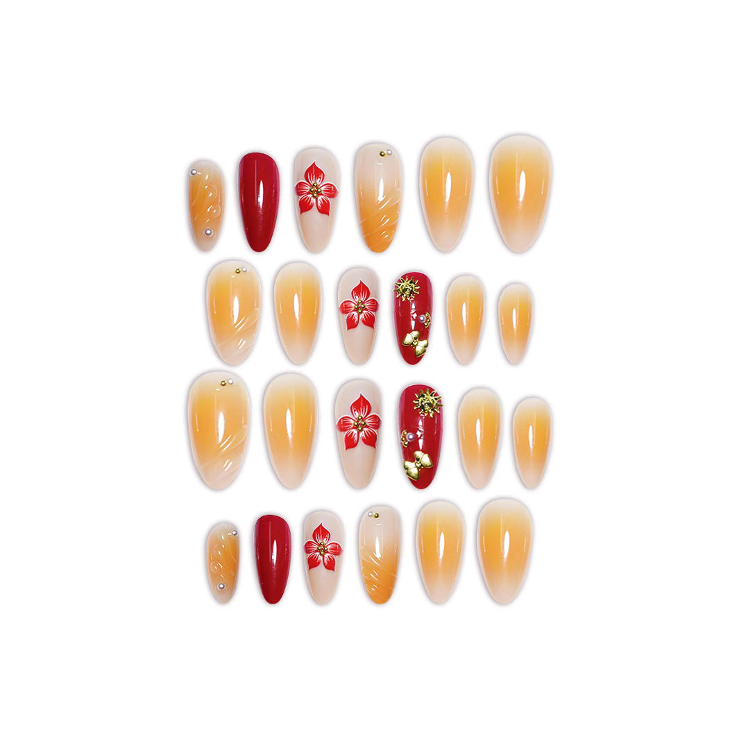 Dekoratives Floral Press-On Nagelkunst Set Karnz