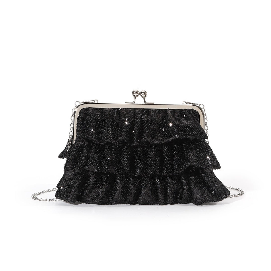 Rüschige Pailletten Abend-Clutch
