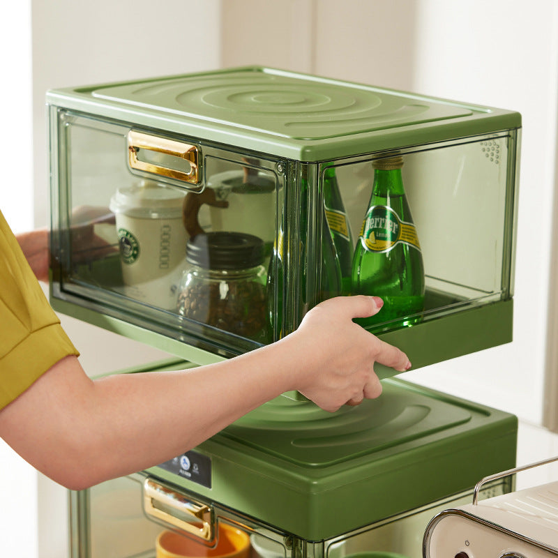 Transparente Frontklappen-Organizerbox für Schuhe und Kleinteile mit abnehmbarem Deckel