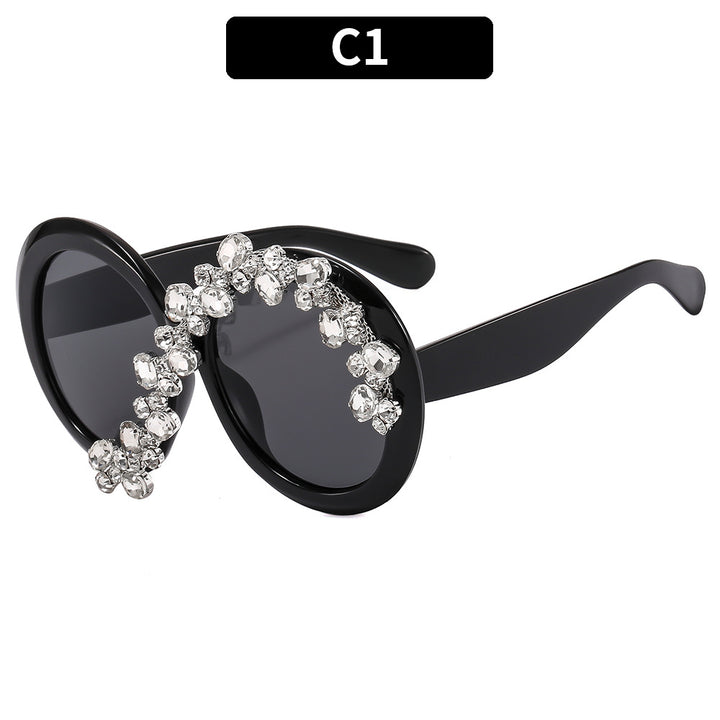 Glamouröse Katzenaugen-Sonnenbrille mit Strass-Akzenten