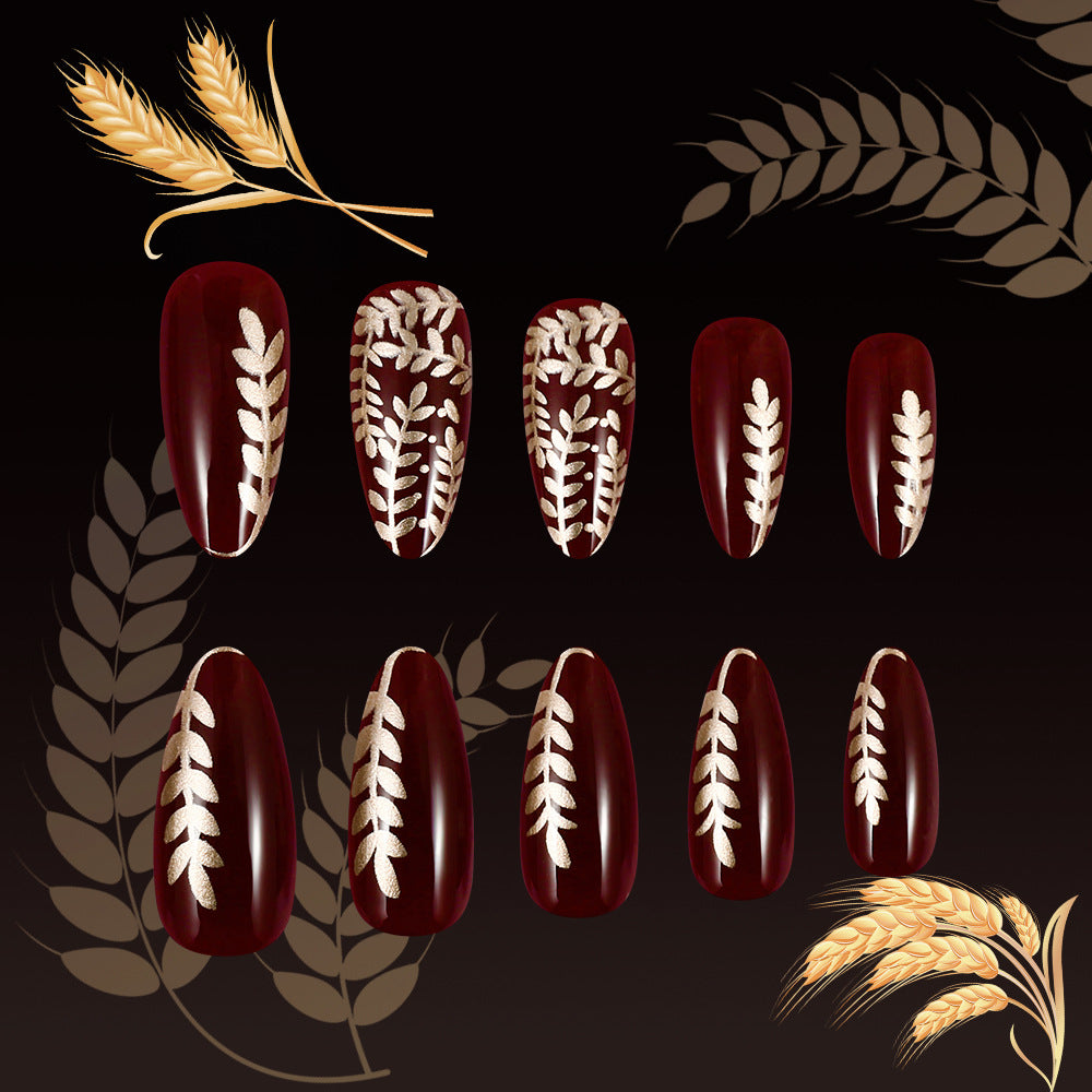 Elegante Botanische Press-On Nagelkunst Karnz