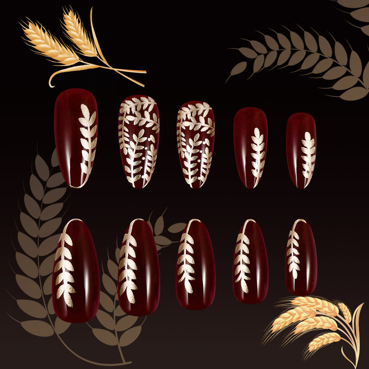 Elegante Botanische Press-On Nagelkunst Karnz