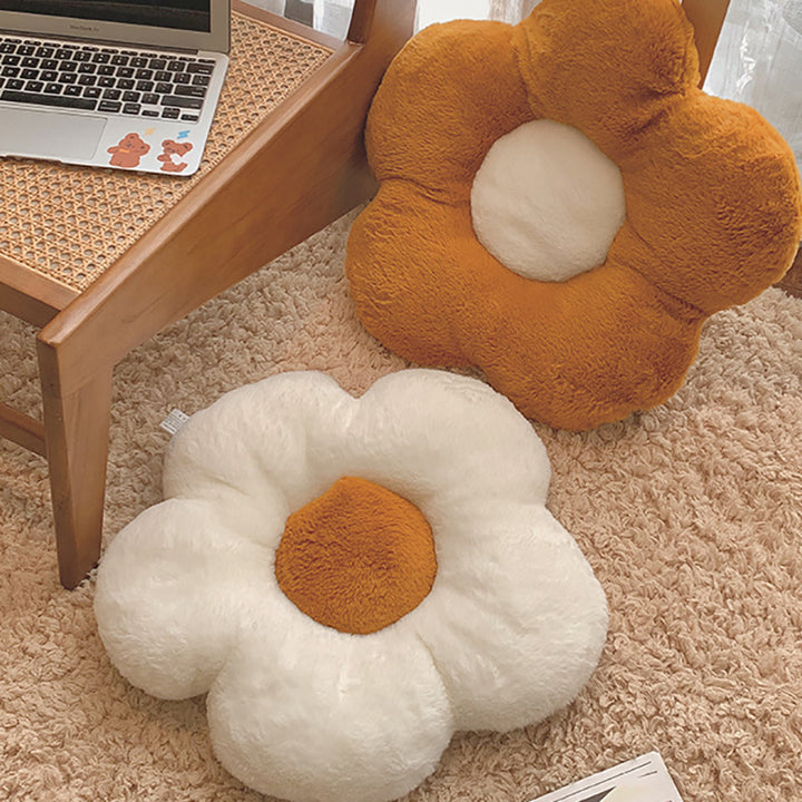 Blütenförmiges Plüsch-Sitz- und Dekokissen aus weichem Teddyfleece Karnz