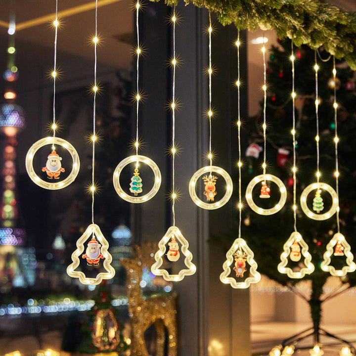 Weihnachtsdekorative Lichtsterne mit Schneeflocken Karnz