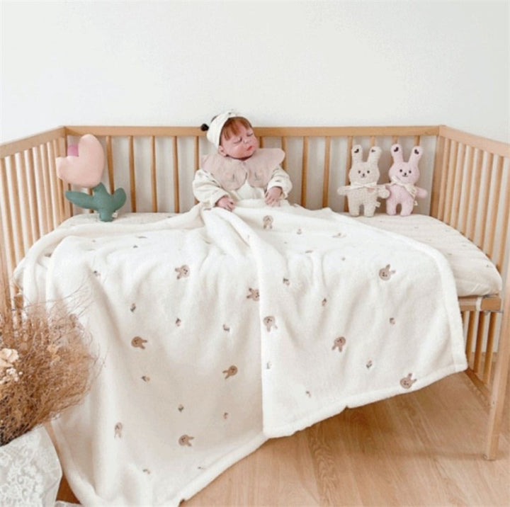 Weiches Floral besticktes Werfen Decke