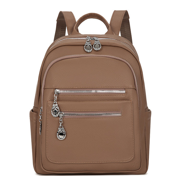 Stylischer Mehrfach-Taschen Leder-Rucksack Karnz