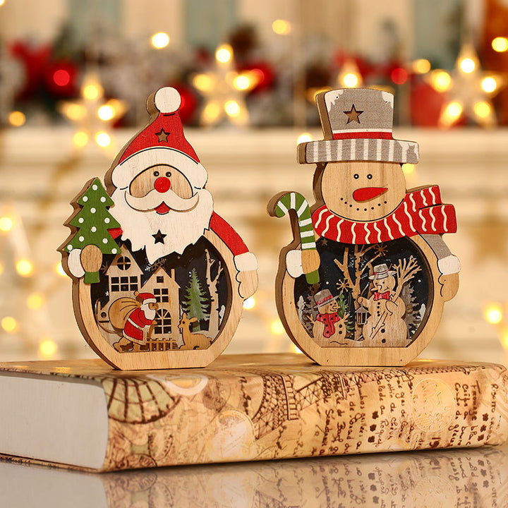 Dekorative Santa-Szene Holzfigurine Karnz