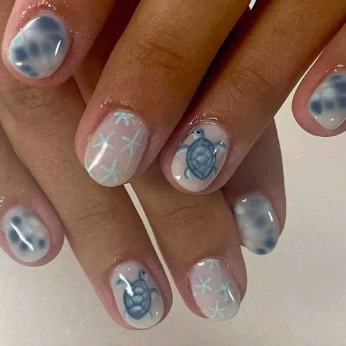 Thematisches vom Ozean inspiriertes Nagelkunst-Set