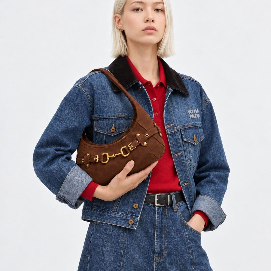 Elegante Wildleder Hobo Tasche