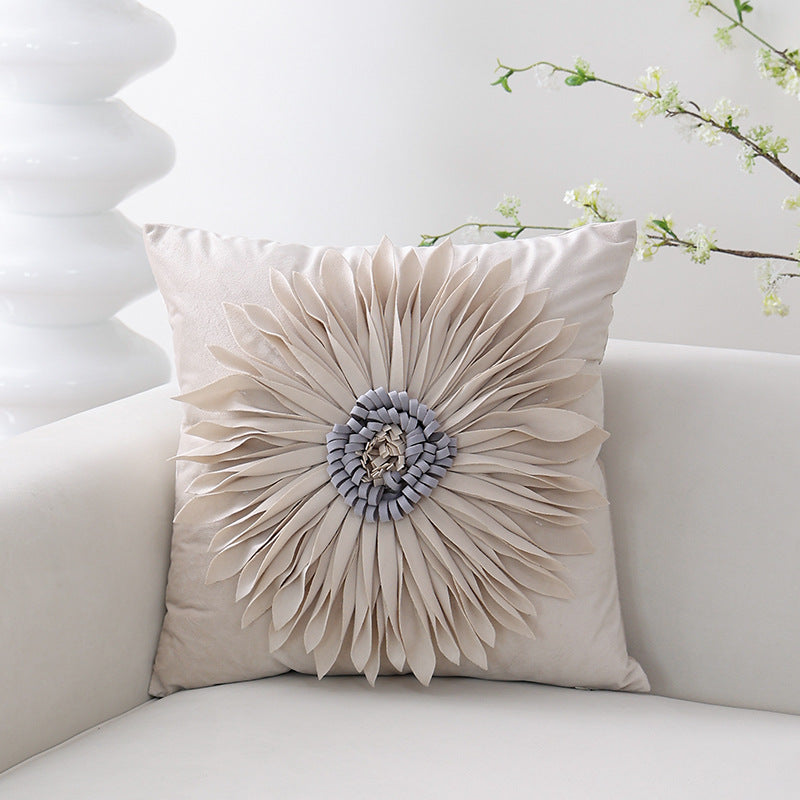 Dekoratives Blumen-Kissen mit 3D-Blütenapplikation