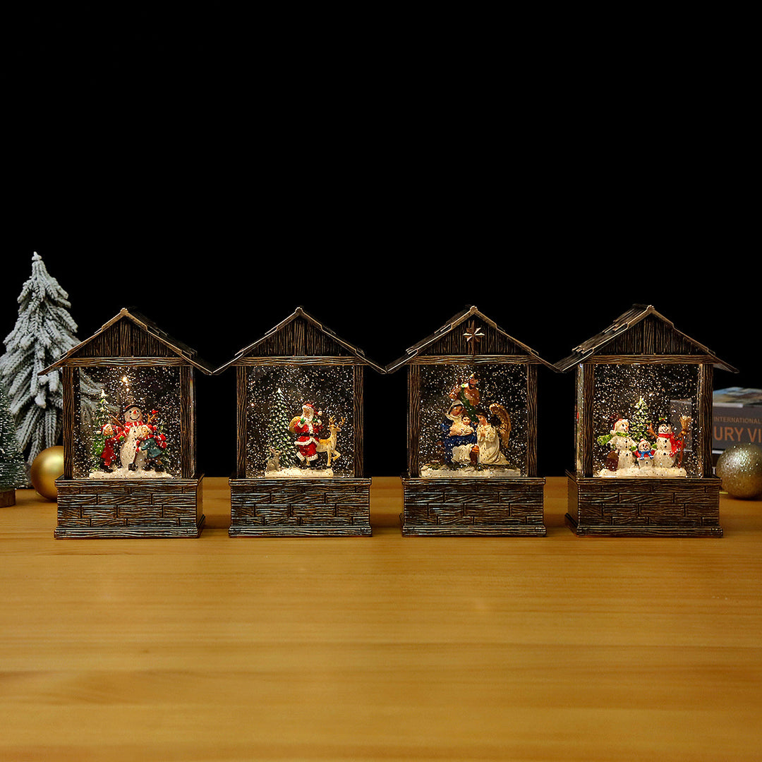 Nostalgische Schneekugel-Dekoration mit Weihnachtsmann und Kindern Karnz