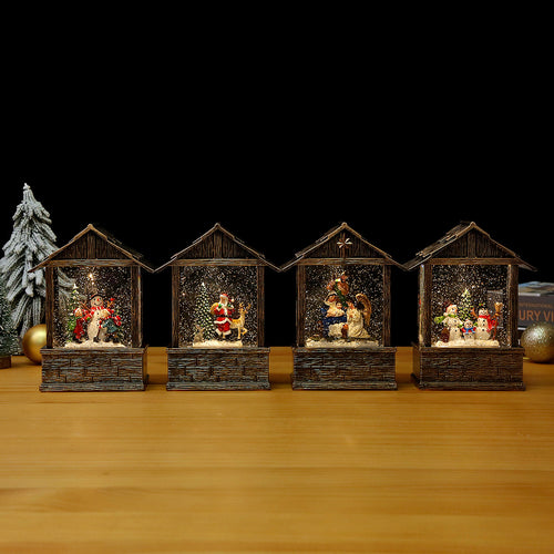 Nostalgische Schneekugel-Dekoration mit Weihnachtsmann und Kindern Karnz