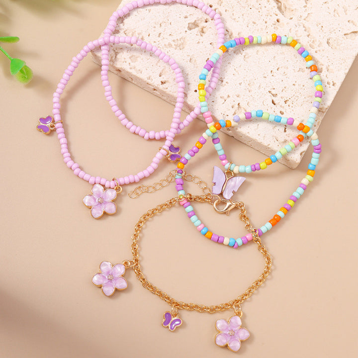 Blumen Charm Armband Set Karnz
