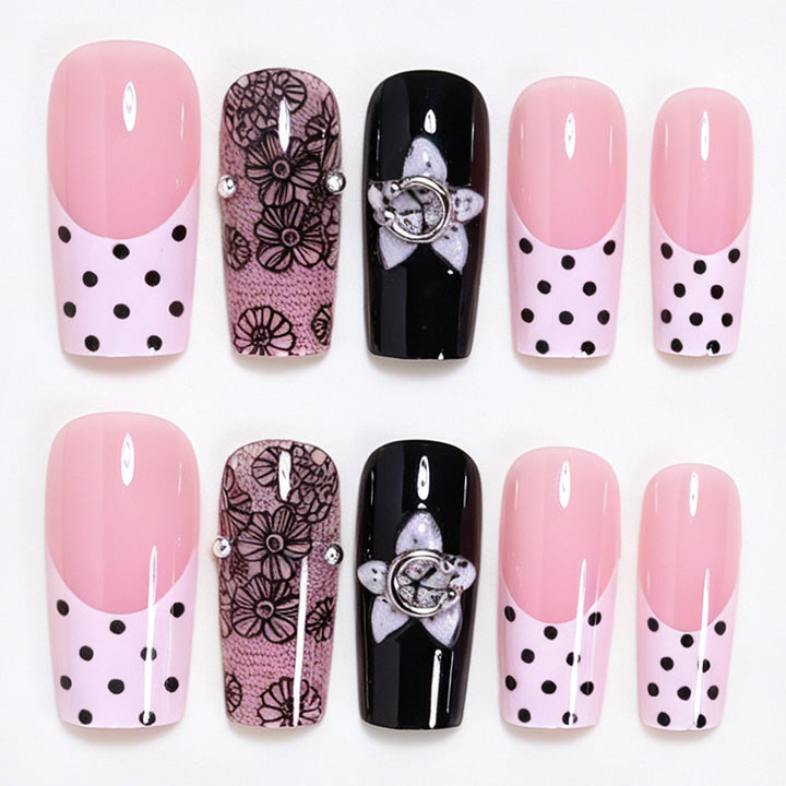Floral Lace Design Press-On Nagelkunst Karnz