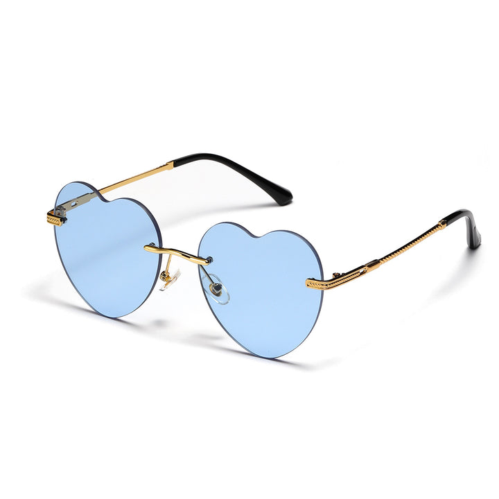 Damen trendige Herz-Sonnenbrille mit verspiegelten Gläsern Karnz