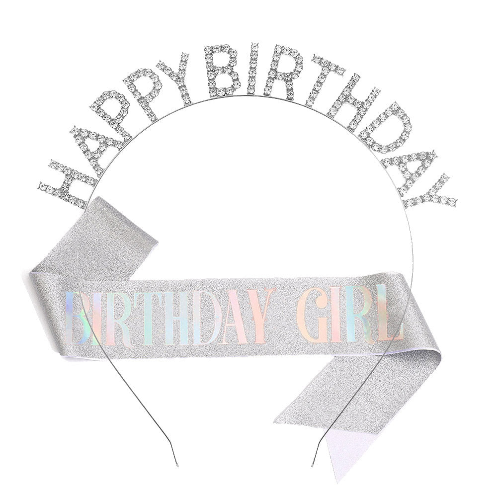 Damen Glitzernder Haarreif mit "Happy Birthday"-Aufschrift Karnz