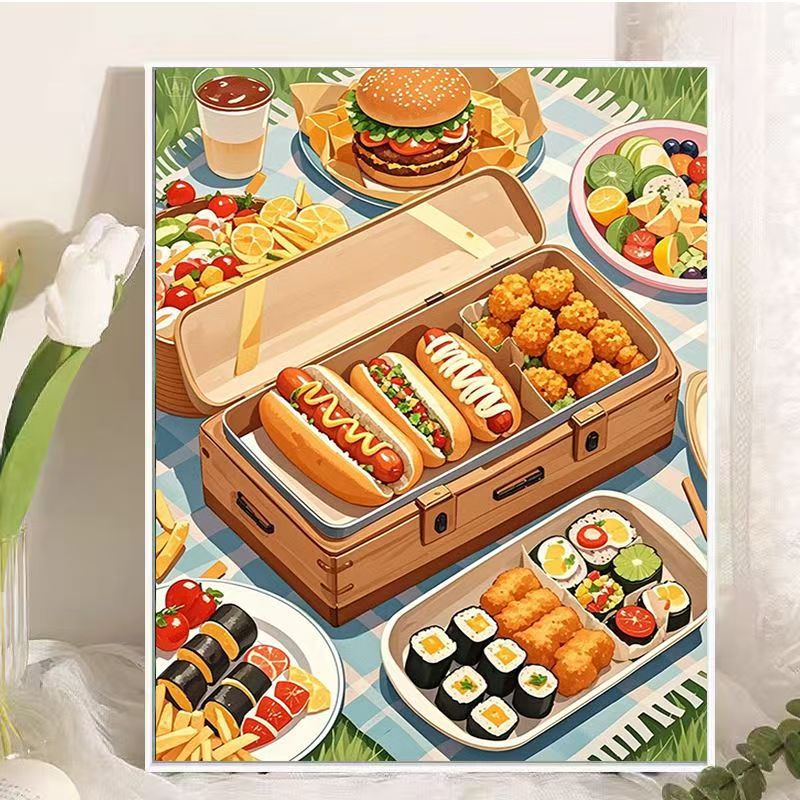 Picknick-Themen Essen Illustration Wandkunst Karnz