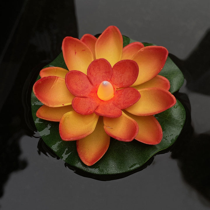 Schwimmende LED-Lotusblume Dekoratives Licht mit wasserdichtem Seerosenblatt-Boden