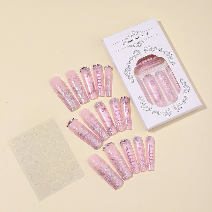 Dekoratives Glitzer-Press-On-Nagelset
