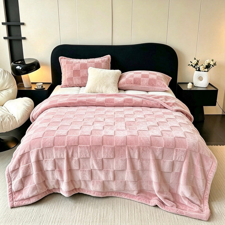 Strukturiert Patchwork Fleece Decke Karnz