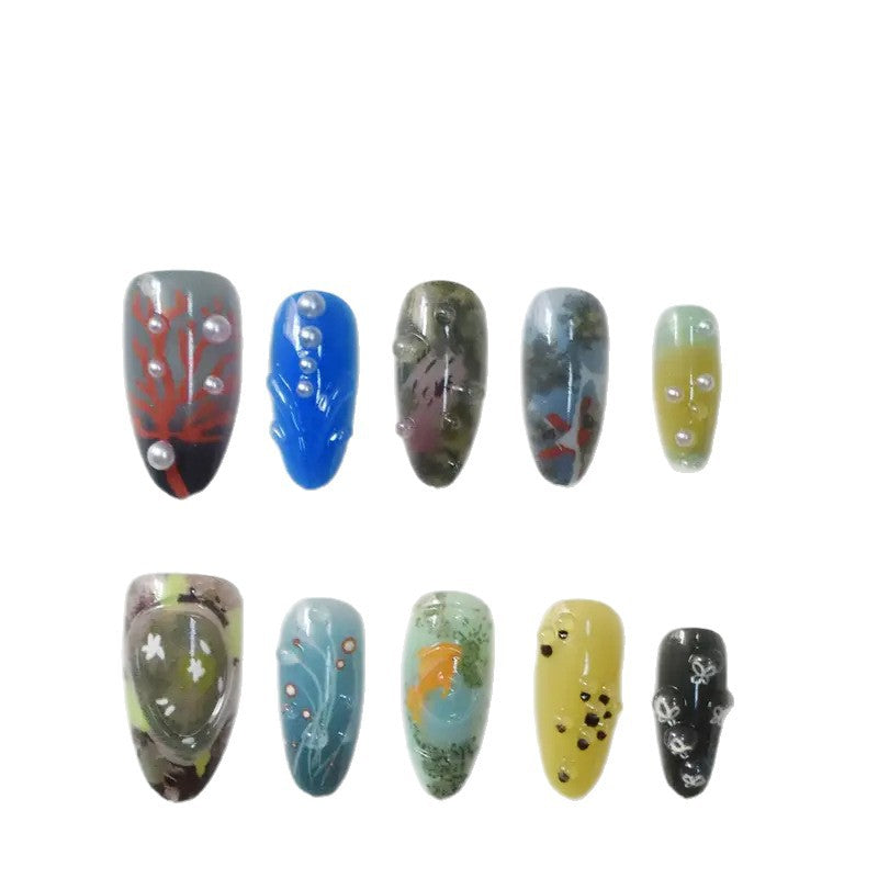 Künstlerische von marinen inspirierten Press-On Nagelkunst Karnz