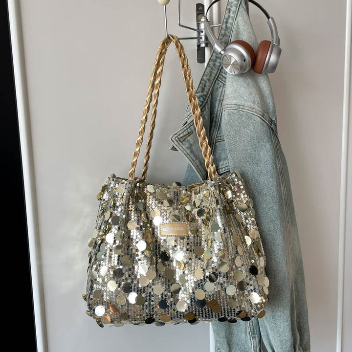 Glamouröse Pailletten Schultertasche