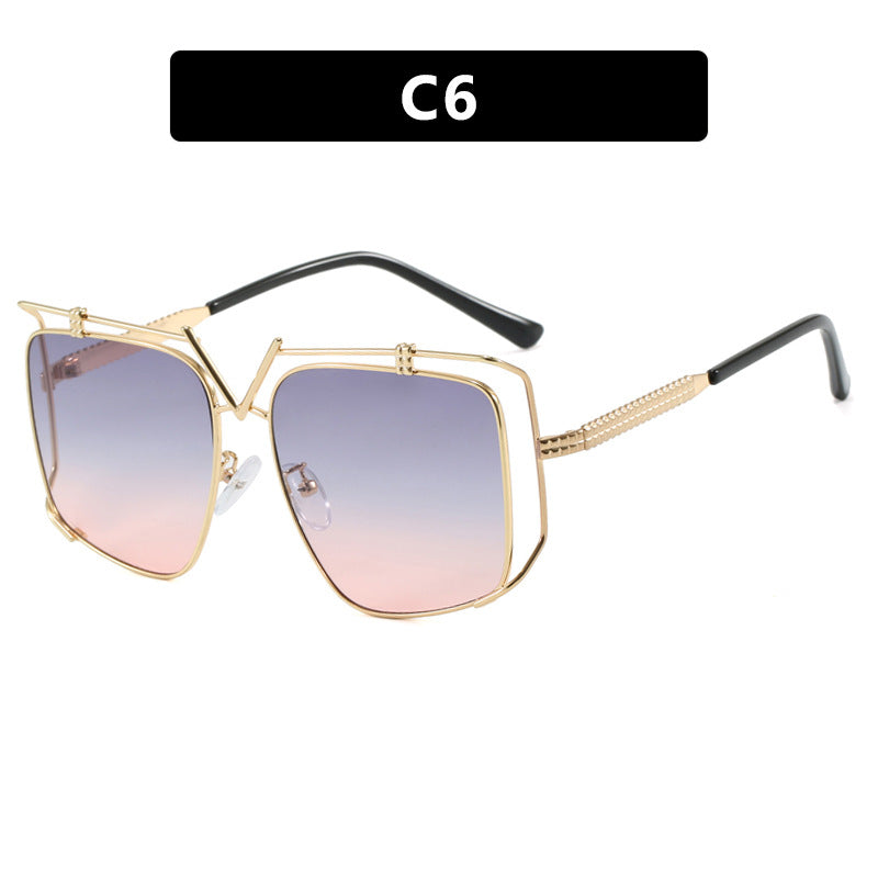 Damen futuristische Oversized-Sonnenbrille mit einzigartigem Geometrie-Rahmen Karnz