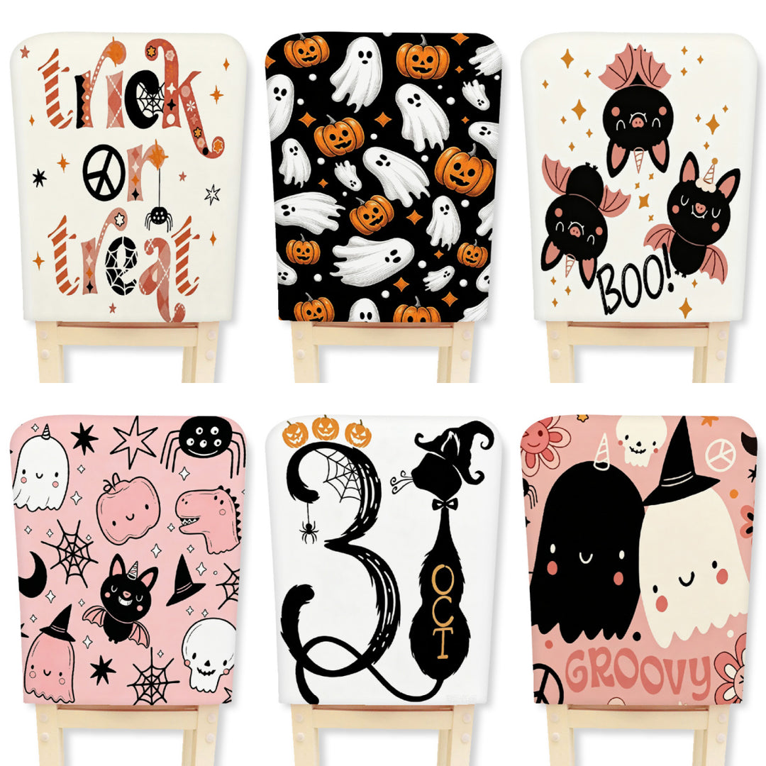 Gepolsterte Stuhlrücken-Abdeckung mit Halloween-Illustration und Spinnennetz-Design